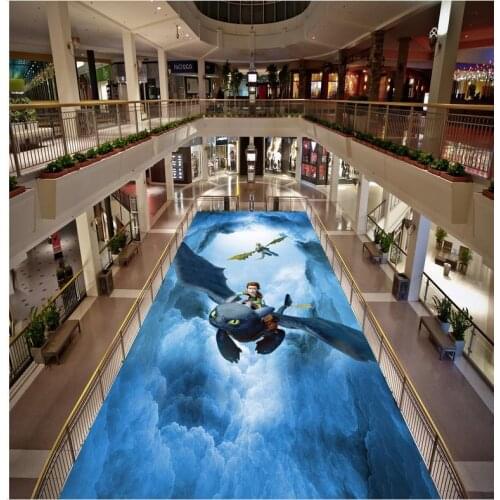 Modern Sticker 3D Floor Cartoon Animal Sky Painting Mural-3d PVC Wallpaper Self-adhesive Floor Wallpaper-3d 3D Floor