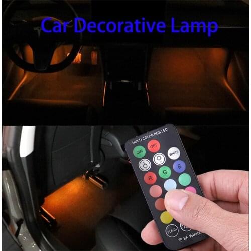 LED Car Foot Light Ambient Lamp With USB Wireless Remote Multiple Modes Automotive Interior Decorative Lights car accessories