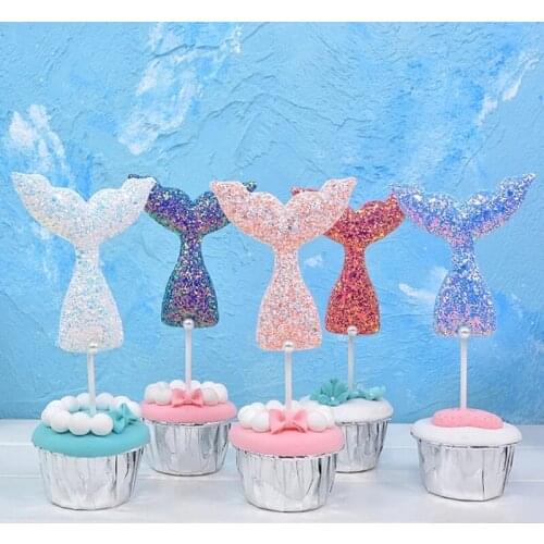 1pc Mermaid Party Decorations Birthday Cake Topper Baby Boy Girl Kids Favors Mermaid Party Theme Supplies birthday cake topper