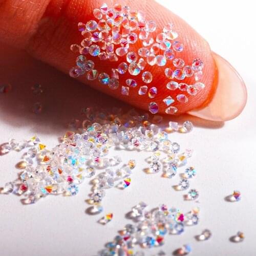 1440Pcs/1.1mm Glass Elf Nail Art Rhinestones Tiny Manicure Decoration Glitter 3D Mini Gems Beads Diy Accessories Tips