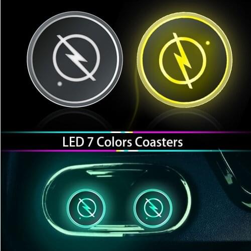 2pcs 7 Colors Car USB Charging LED Water Coaster Cup For Audis S-lines VWs Volkswagens Mercedess-Benzs AMGs BMWs Fords Toyota