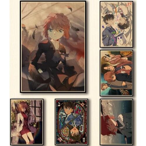 24 Designs Anime Detective Conan Kraftpaper Poster Artwork Homedecal Fancy Wall Sticker for Coffee House Bar