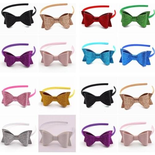 3pcs/lot New 10mm Solid Cotton Headband for Children 4'' Leather Bow headband Hair Accessories Headwear for kids&adults