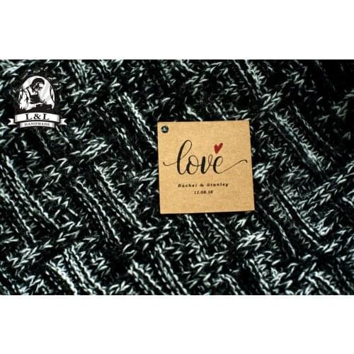 #34 200 pcs 5x5cm square kraft/white paper label wedding favor tags attend a wedding Label customization