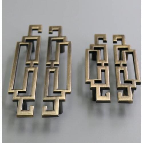 4PCS Chinese Style Kitchen Cabinet Closet Drawer Pull Handle Antique Bronze Wardrobe Cupboard Door Knobs with Screws