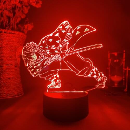 Anime Demon Slayer Figure Agatsuma Zenitsu Laser Engraved Acrylic Upward Lighting 3D Visual Night Lamp LED Manga Fans Must Have