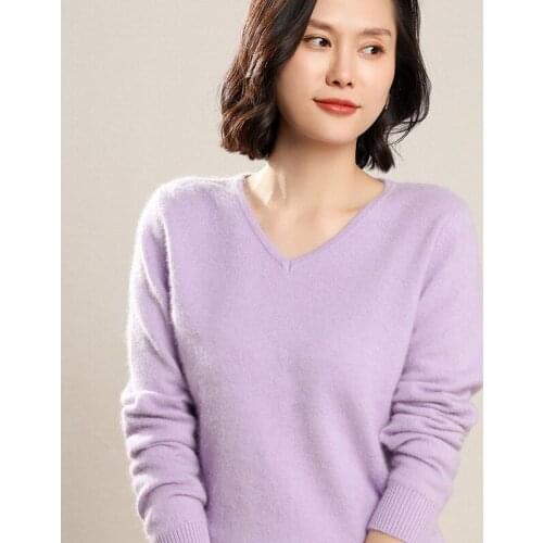 BELIARST 2020 Fall/Winter New Mink Sweater Womens V-Neck Pullover Sweater Thick Mink Cashmere Plus Size Slim fit to Keep Warm