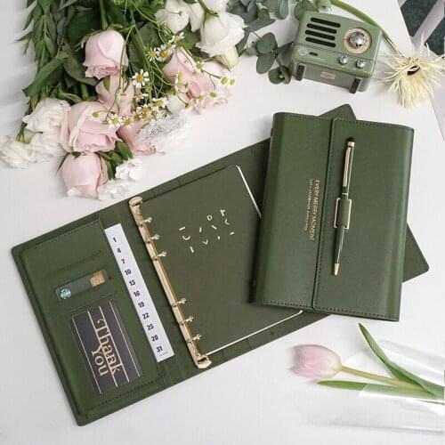 MINKYS Luxury Fashion PU Leather Loose-leaf Diary Notebook And Journals Agenda Planner Refillable Paper School Stationery Gift