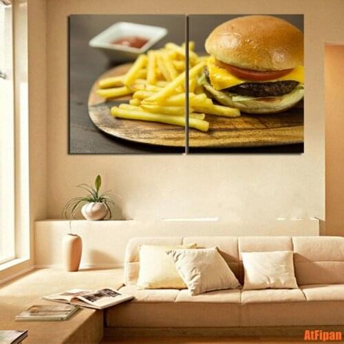 French Fries Beef Burger Fast Food Unframed Painting Wall Art Prints Modern Home Wall Art Decoration Printed Posters