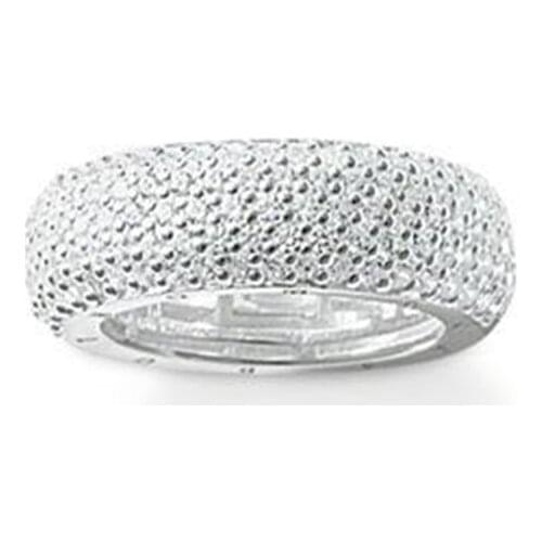 925 Sterling Silver Five Rows White Zirconia-pave Cocktail Rings, Fashion Thomas Style Glam Ring Jewelry Ts Soul Gift for Women