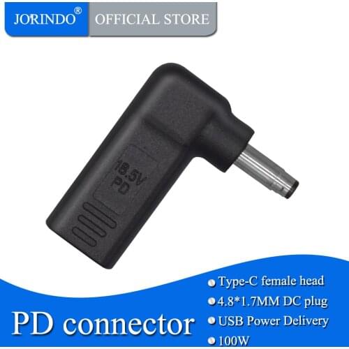 JORINDO Laptop power fast charging converter for Type-C female jack to DC4.8*1.7MM Bullet head,PD100W,5A Quick charge connector