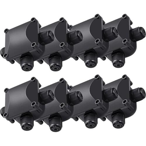 Box Waterproof IP68 External Electrical Junction Box 3 Way Cable Connector Outdoor for 5.5mm-10.2mm (Pack of 8)