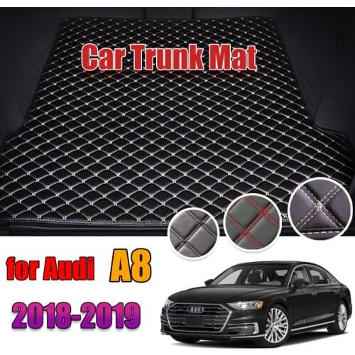 Custom Leather Car Trunk Mats For Audi A8 2018-2019 Non-Hybrid Rear Trunk Floor Mat Tray Carpet Mud
