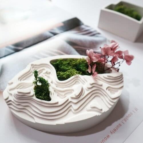 Creative Rockery Flower Pot Concrete Mold Silicone Concrete Cement Molds Flowerpot Plaster Molds For Succulent Plants