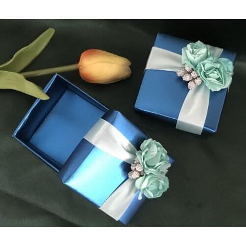 Royal Blue Small Chocolate Packaging boxes,Wedding favors,Christmas gift box with ribbon,In Stock Candy Packaging Box for Guest