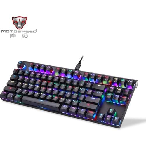 Motospeed CK101 USB Wired Profession Gaming Mechanical Keyboard Ergonomic 87 Anti-ghosting Keys RGB Light Blue/Red Switch
