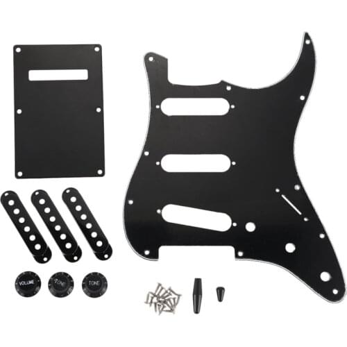 Set Of 3 Ply Black 11 Hole Sss Guitar Pickguard Strat Back Plate Pickup Covers Knobs Guitarra Tips Guitar Parts & Accessories-52