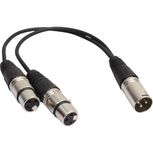NEW 34cm 3Pin XLR 1 Male To 2 Female Audio Extension Cable Microphone Y Audio Splitter Cord Line For Mixer Recorder