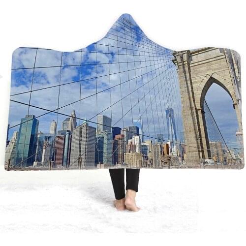 San Francisco Golden Bridge London Tower Bridge Big Ben Sherpa Fleece Hooded Blanket Sofa Throw Camping