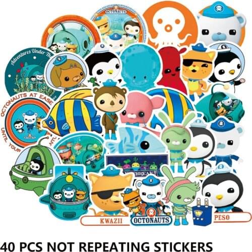 Octonauts 40pcs not repeating kids Toys Stickers Movie Barnacles Peso PVC Waterproof Sticker Children Room Party Supplies