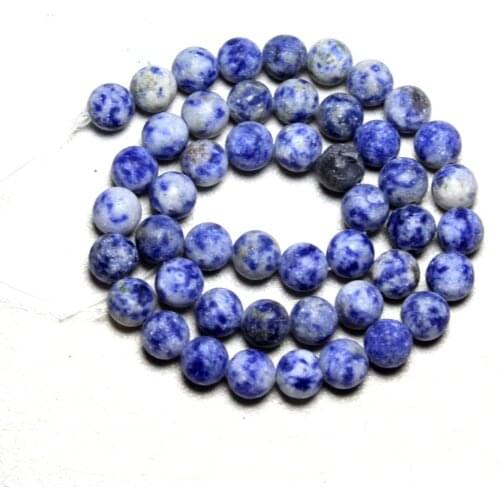 Wholesale Natural Dull Polish White Blue-Vein Stone Beads For Jewelry Making DIY Bracelet Necklace 4/6/ 8/10 /12 mm Strand 15