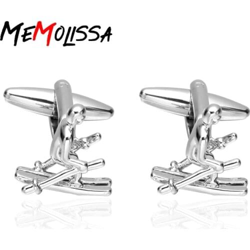 MeMolissa Luxury Cufflinks Silver skiing sports cufflink for mens Brand cuff buttons cuff links High Quality abotoaduras Jewelry