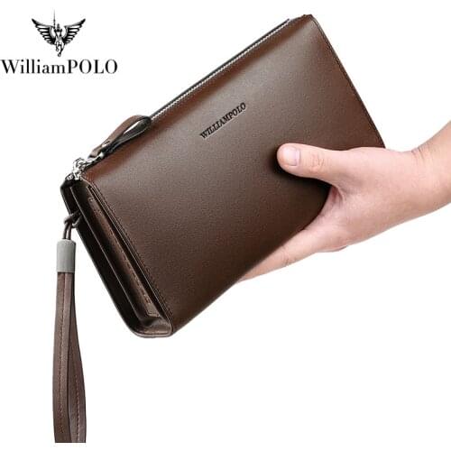 Luxury brand mens wallet high-end business leather handbag fashion single zipper multi-compartment clutch pl197