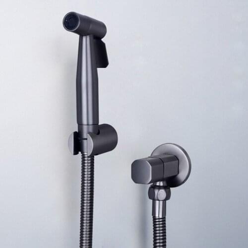Hand Held Bidet Sprayer Douche Toilet Kit Gun Grey Brass Shower Head Copper Valve Set Jet Black Bidet Faucet Set