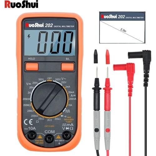 RuoShui 202 Mini Multimeter Portable Professional Measure Voltage Current Resistance Meter Ture RMS Family Pocket Digital Tester
