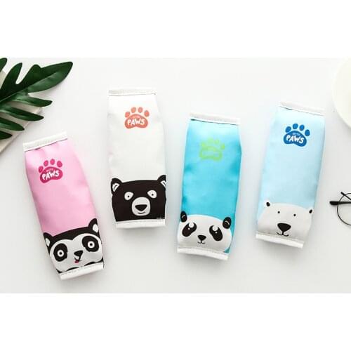 Cartoon Paws Bear PU Pencil Case Pencil Bag Stationery Storage Organizer Bag School Office Supply
