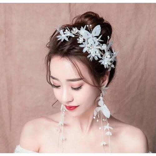 Crystal hair pin and earrings for wedding day bridal hair decoration Charm Handmade Bridesmaid Bridal Veil Hair Accessories