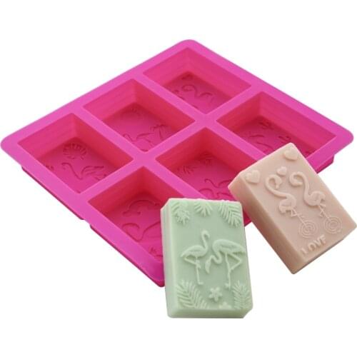 6 Cavity Silicone Soap Molds Rectangle flamingo Shaped Handmade Soap Mold Portable Unique Soap Making Tools