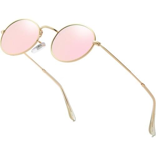 Classic Vintage Round Polarized Sunglasses Men Brand Designer Polaroid Sun Glasses Women Metal Frame Black Lens Eyewear Driving