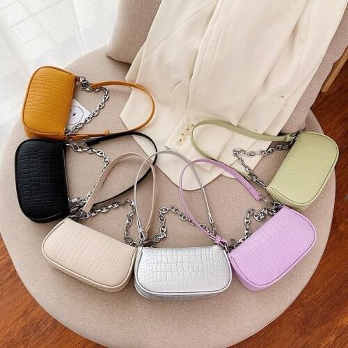 Fashion Crocodile Pattern Bread Bag MINI PU Leather Shoulder Bag Female Chain Designer Luxury Handbag Female Travel Tote Bag