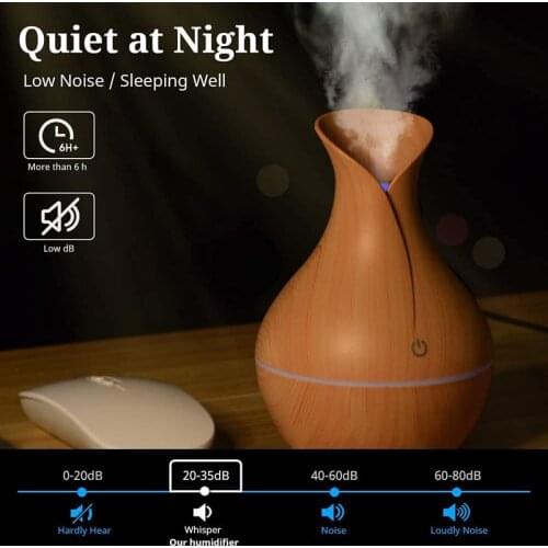 130ML Air Humidifier Wood Grain Vase USB Humidifiers Cool Mist Essential Oil Diffuser For Bedroom Home Baby Office Travel Car