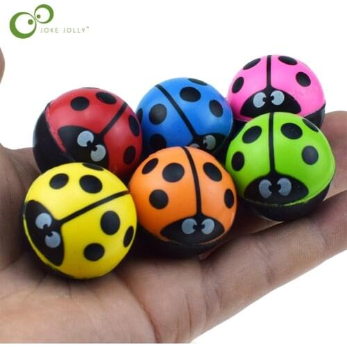 Funny Toy Balls Ladybug Bouncy Ball Solid Floating Bouncing Child Elastic Rubber Ball of Pinball Bouncy Toys GYH