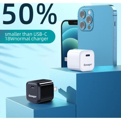 1PC Essager 20W USB Charger For iPhone 12 Pro Max Mini Quick Charge 3.0 QC PD USBC USB-C Fast Charging Portable Travel Charge