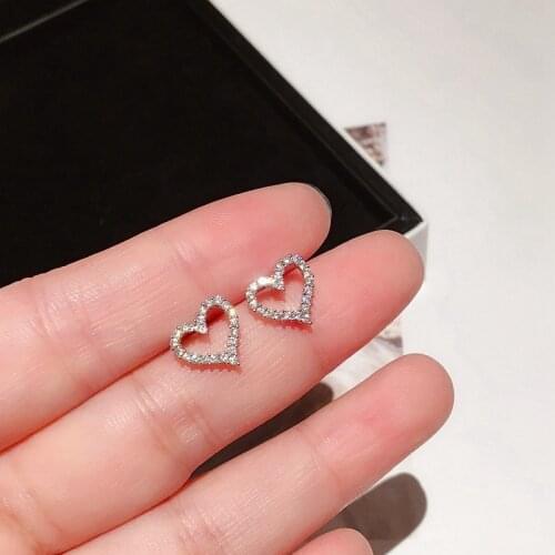 Korean Version Hot New Zircon heart Earrings Fashion Versatile Temperament Stud Earring for Women Wedding Jewelry Wholesale