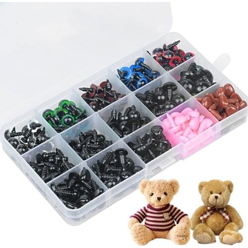 1 Box 200/700/566pcs 4mm To 18mm DIY Craft Safety Eyes Teddy Noses Washers Kits Black White Mix Color Bear Dolls Stuffed Eyes