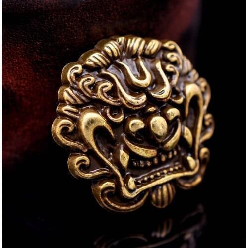 10pcs 33*33mm Chinese Lion Head Talisman LeatherCraft Brass Concho Decoration Wallet Horse Saddles Keychian Screw Back