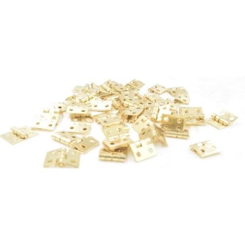 10Pcs Brass Plated Mini Hinge Small Decorative Jewelry Wooden Box Cabinet Door Hinges with Nails Furniture Accessories