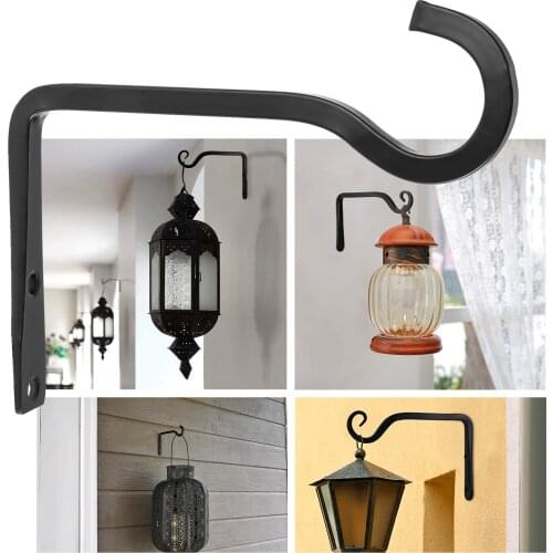 2/1 PC 6 inch Flower Plant Pot Basket Hook Bending Iron Flowerpot Plant Home Outdoor Basket Hanger Hanging Bracket Garden Decor