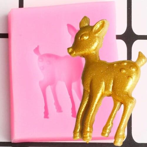 3D Small Sika Deer Silicone Molds DIY Party Cupcake Topper Fondant Cake Decorating Tools Chocolate Baking Candy Clay Resin Mould