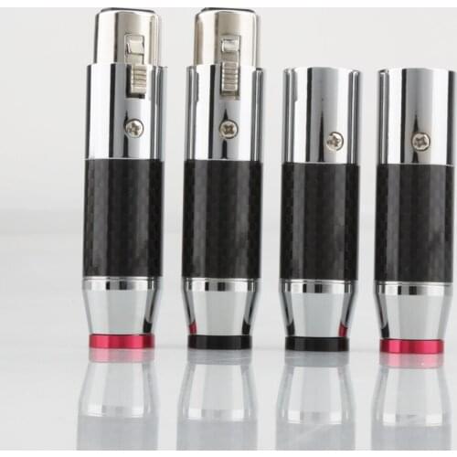 Hi-End Rhodium plated Carbon Fiber audio XLR plug Female plug 4pcs