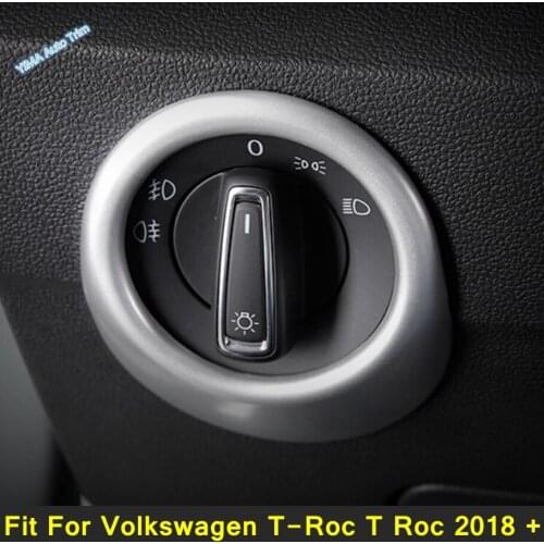Lapetus Auto Styling Head Lights Lamp Switch Button Cover Trim For Volkswagen T-Roc T Roc 2018 - 2021 Matte / Carbon Fiber ABS