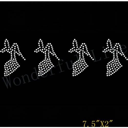 Free Shipping high heel shoes in a line Iron On hotfix rhinestones transfer blingbling transfer for fashion wedding