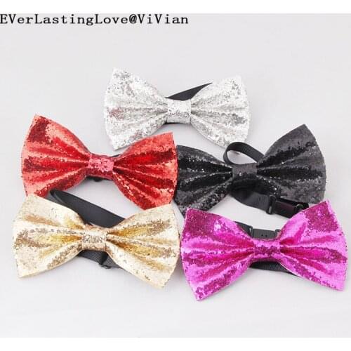 Shining Christmas party show Bow tie Boys Girls Children Bow Tie Fashion gold sliver red Men and women butterfly bowtie necktie