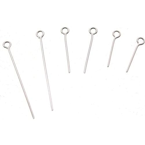 100pcs 15 20 25 30 35 40 70 mm Stainless steel Eye Pins Findings Eye Head Pin For Earrings Jewelry Making DIY Craft Accessories