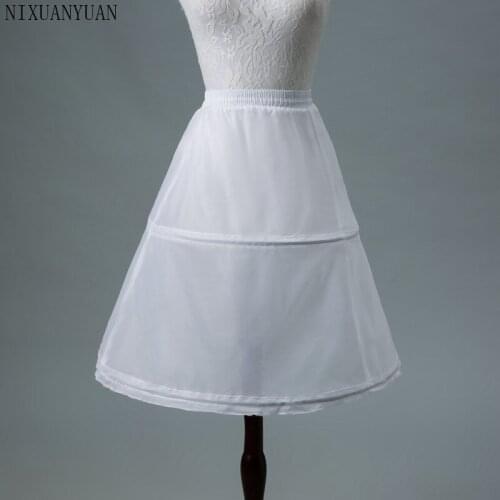 NEW 2 Hoops White A Line Long Flower Girl Dress Petticoat Kids Ballet Petticoat Child Crinoline Tutu Skirts Girls Underskirt