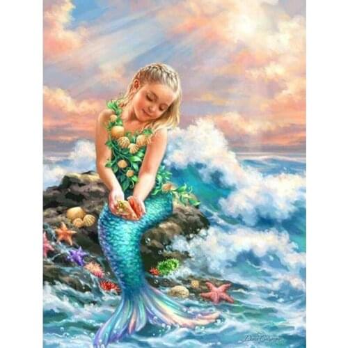 Home Decor Fashion 5d # Mermaid DIY Full Diamond Mosaic Diamond Embroidery Painting Diamond Painting Cro